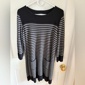 Alfani Black and Gray Striped Long-Sleeve Knit Dress